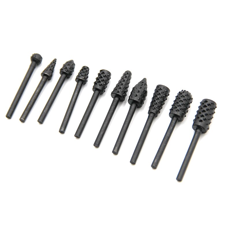 10pc Fine Handle Wolf Tooth Stick 3mm Electric Grinding Rotary File Set Woodworking DIY Set Accessories4