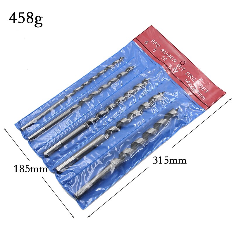 5PCS Wood Drilling Auger Bit 230mm Length Option Fot Standard Drill Chuck Woodworking 6mm 8mm 10mm 12mm 14mm Holes4