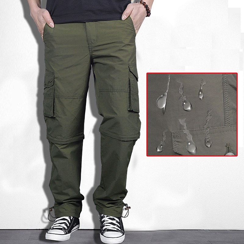 Men's Convertible Zip Off Pants Hiking Pants Trousers Tactical Cargo Pants Summer Spring Outdoor Waterproof Quick Dry Lightweight Comfortable Bottoms khaki Army Green Fishing Climbing Beach M L XL2