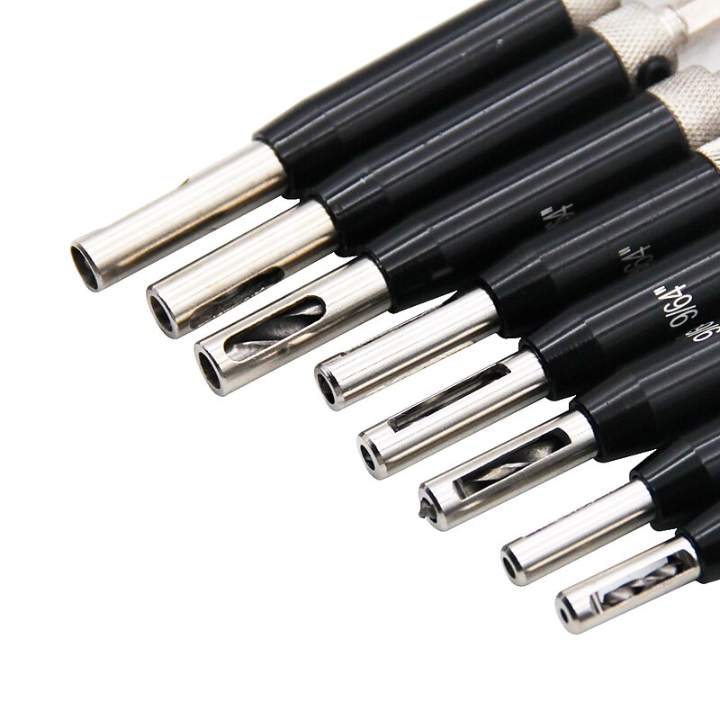 8pcs Black Door Lock & Hinge Drill Bit Set Plastic Box Self Centering Pilot Hole HSS Hex Shank Wood Tool Hole Saw DIY Wholesale Price4
