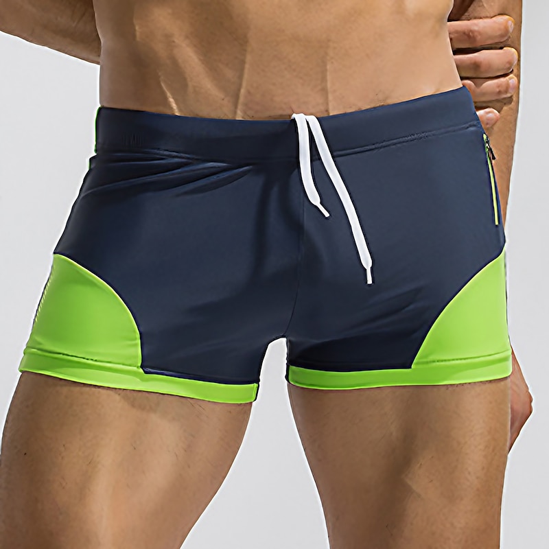 Men's Swim Trunks Swim Shorts Quick Dry Lightweight Board Shorts Bathing Suit Drawstring Swimming Surfing Beach Water Sports Patchwork Summer
