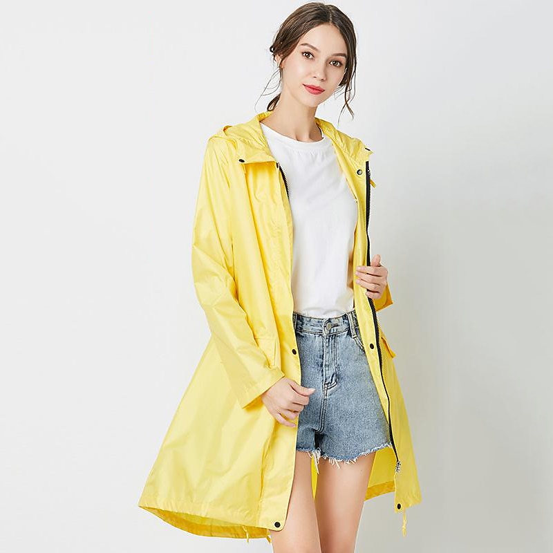 Men's Women's Rain Poncho Waterproof Hiking Jacket Rain Jacket Outdoor Waterproof Quick Dry Lightweight Comfortable Outerwear Windbreaker Raincoat Fishing Climbing Beach Light Khaki Sea Blue Dark4