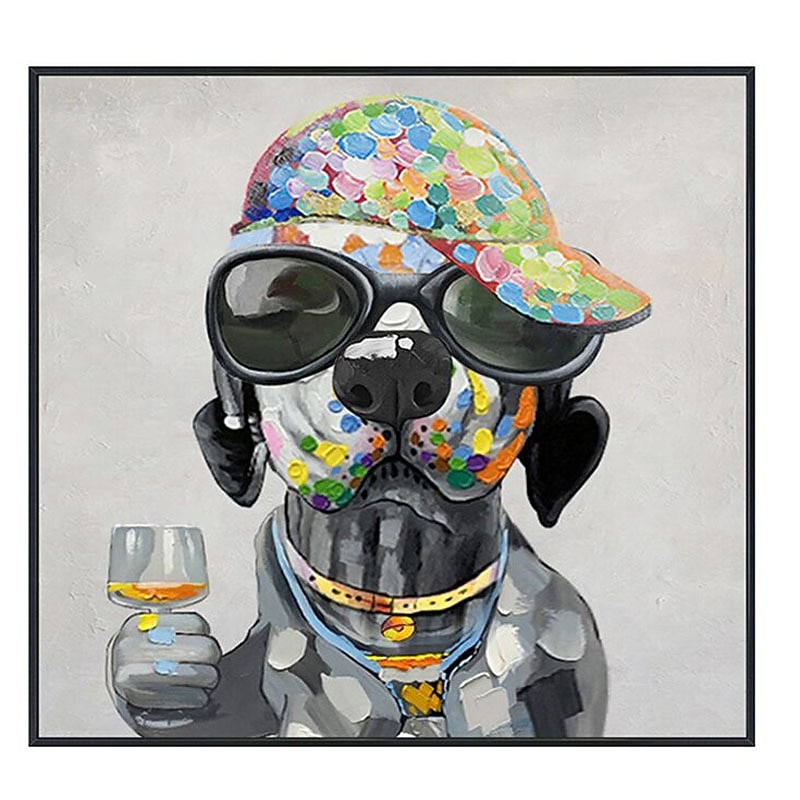 Oil Painting Hand Painted Square Abstract Animals Contemporary Modern Rolled Canvas (No Frame)