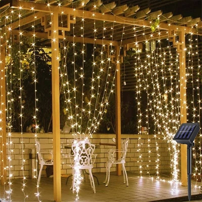 Solar LED String light Outdoor Fairy Lights Garland for Window Christmas Light Decoration 3x3M for Patio Garden Curtain Rooftop Lamp4