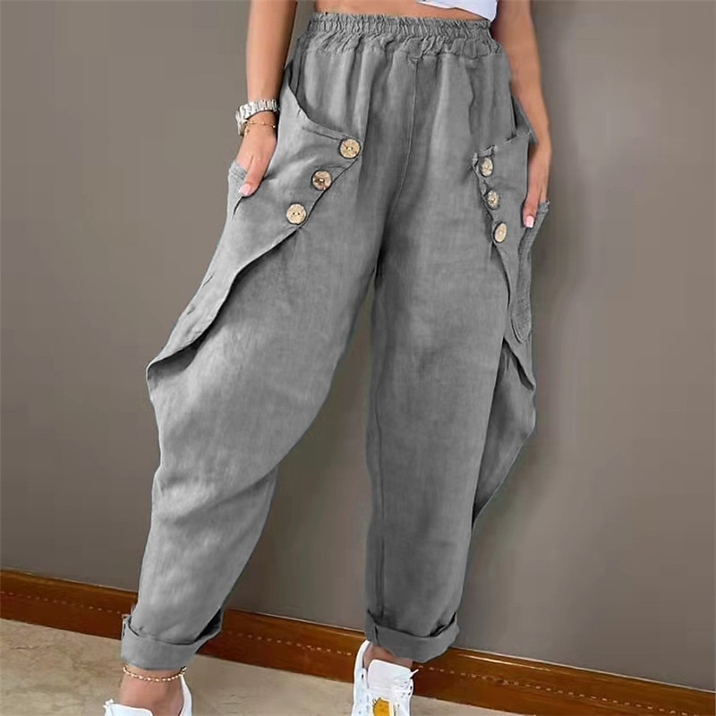 Women's Normal Harem Pants Trousers Harem Pants Cargo Full Length High Waist Chinese Style Pocket Drop Crotch Outdoor Sports Stretchy Casual Daily Black Blue Khaki Dark Blue Spring, Fall, Winter4