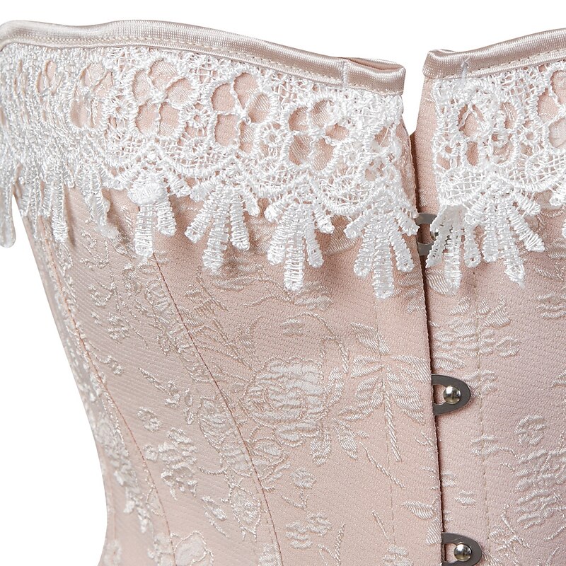 Set with Rococo Overbust Corset Blonde Wigs Petticoat Hoop Skirt 3 PCS Baroque Outfits Women's Lace Tummy Control Push Up Jacquard Cosplay Costume Plus Size Masquerade Carnival Wedding Party4