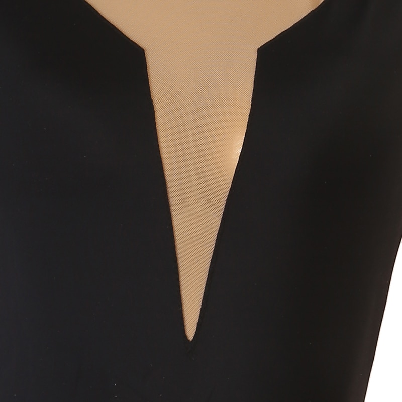 Figure Skating Dress Women's Girls' Ice Skating Dress Black Patchwork Open Back Mesh High Elasticity Training Competition Skating Wear Classic Long Sleeve Ice Skating Figure Skating4