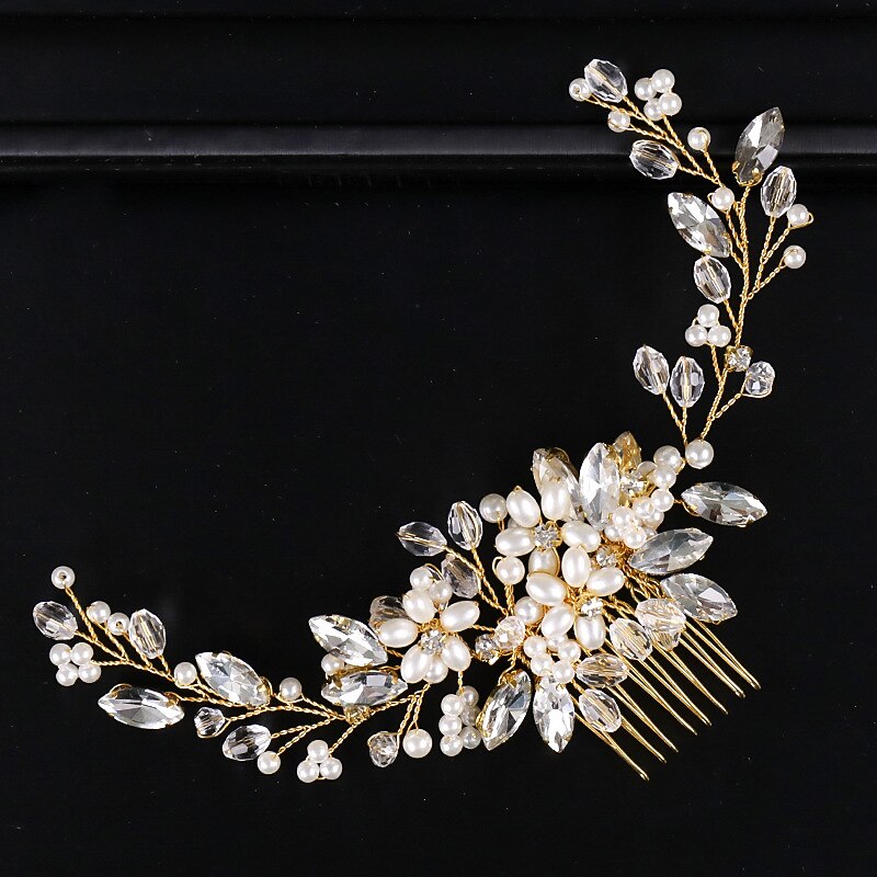 Hair Combs Headdress Hair Accessory Imitation Pearl Rhinestone Wedding Party / Evening Wedding Bridal With Faux Pearl Crystals / Rhinestones Headpiece Headwear4