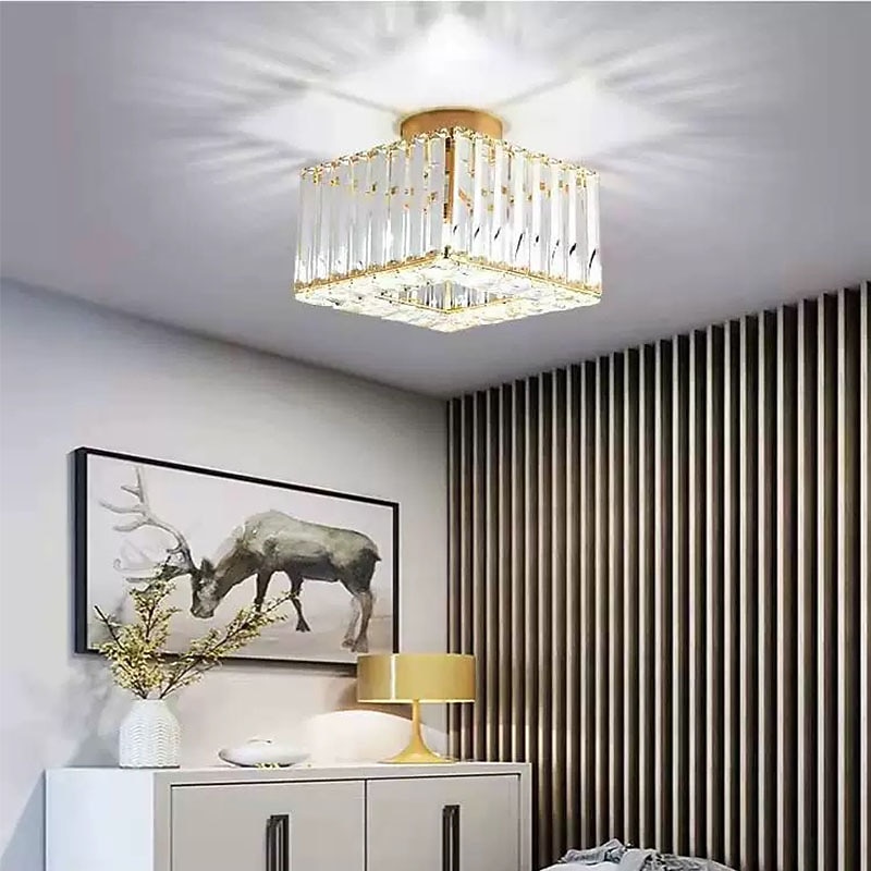 23cm Ceiling Lights LED Crystal Hallway Light Porch Light Square Metal Electroplated Modern 220-240V