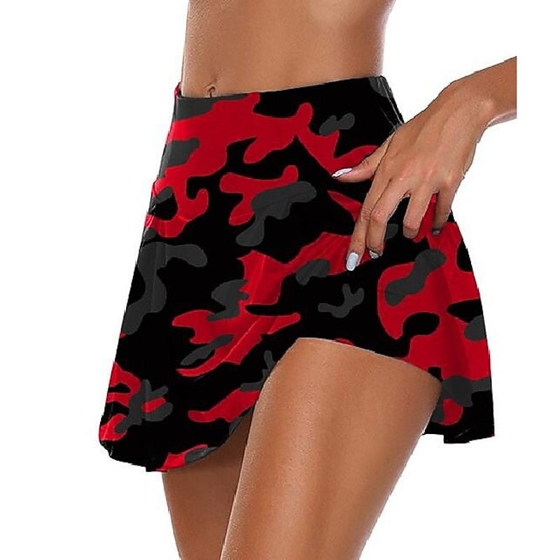 Women's Tennis Skirts Golf Skirts Yoga Shorts Sun Protection High Waist Fitness Yoga Skort Bottoms Camo / Camouflage Pink Red Blue Spandex Summer Sports Activewear Stretchy Slim2