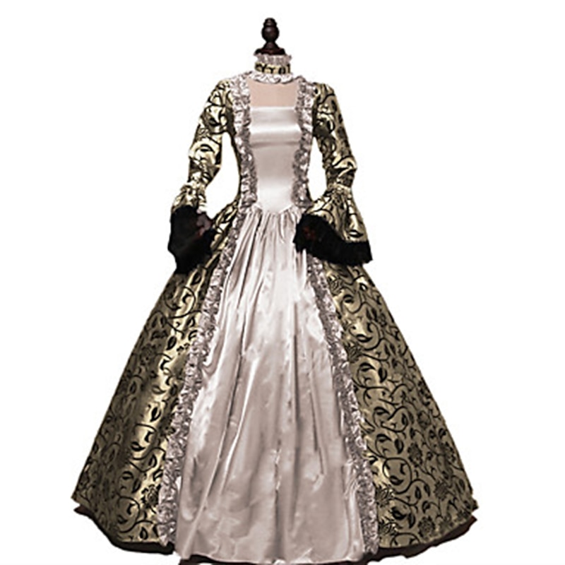 Retro Vintage Rococo Victorian Dress Prom Dress Plus Size Color Block Fancy Dress Women's Royal Masquerade Party Prom Carnival of Venice Adults Dress