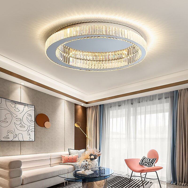 60 cm Unique Design Ceiling Light LED Chandelier Crystal Chrome Modern Living Room Dining Room Bedroom 220-240V