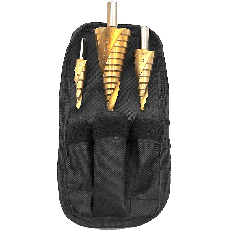 3pcs HSS Step Drill Bits Triangular Spiral Grooved Core Cone 4mm To 12mm 20mm 32mm Chamfer Hole Cut Cutter