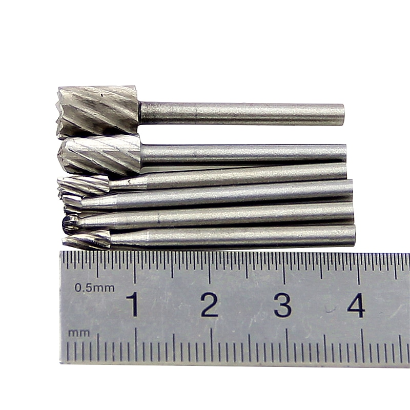 6pcs 1/8'' Shank HSS Steel Rotary Burrs Cutter Engraving Grinding Bit For Rotary File Cutter Tools Woodworking DIY4
