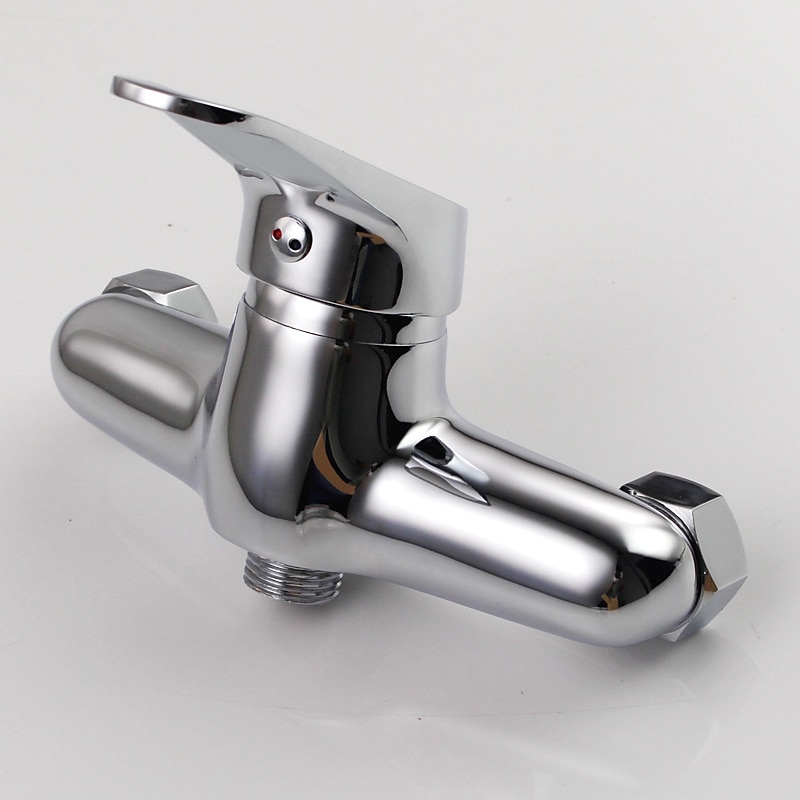 Brass Shower System Faucet Combo Set, Wall Mounted Tub and Bath Shower Mixer Taps Chrome Shower Ceramic Valve with Hot and Cold Water3