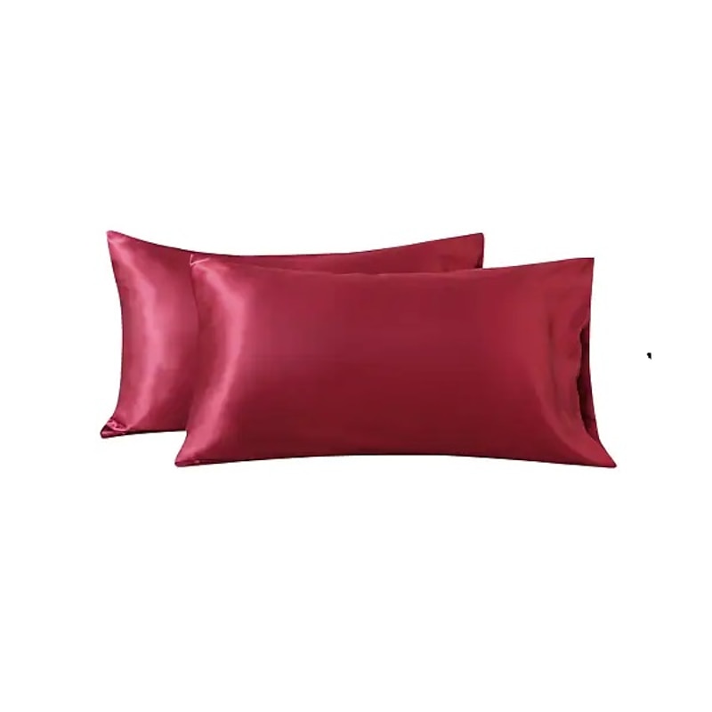 Satin Pillowcase for Hair and Skin 2 Pack Silky Satin Pillow Cases No Zipper Pillow Covers with Envelope Closure Suit 18