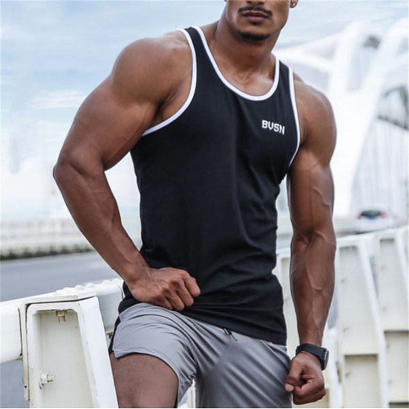 Men's Tank Top Cotton Blend Vest Top Undershirt Sleeveless Shirt Solid Color Crew Neck Hot Stamping Street Casual Sleeveless Print Clothing Apparel Sports Fashion Comfortable3