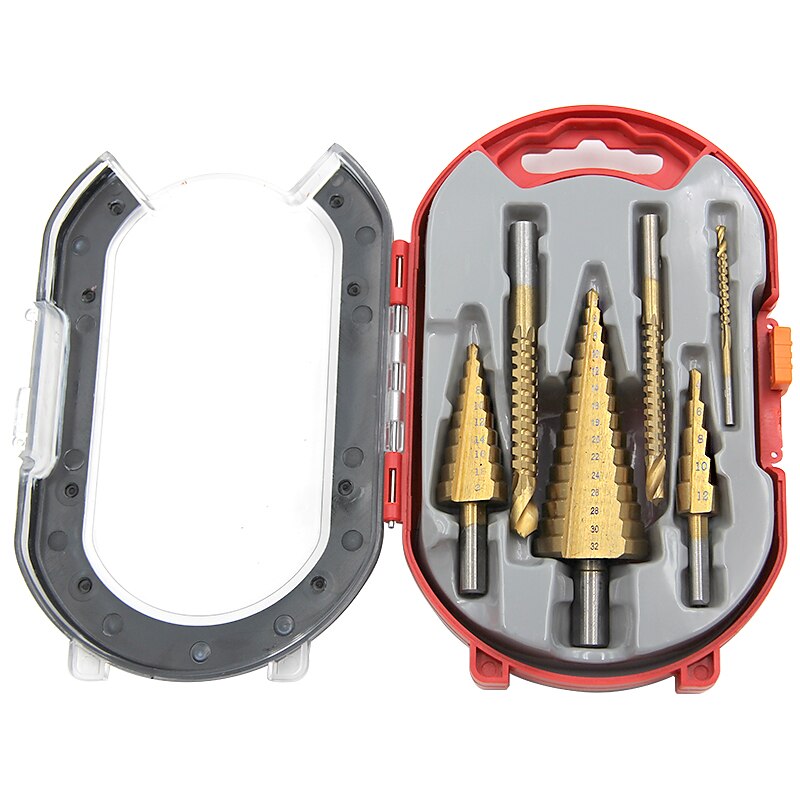 6 Pcs Titanium Plating Drill Bit Set 2022 High Speed Reaming Pagoda Sawtooth Set Premium Metal Step Drill Bit Multiple Hole Stepped Up Bits for DIY Lovers4