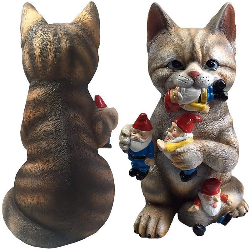 Mischievous Cat Garden Gnome Statue Figurine - Best Art Dcor for Indoor Outdoor Home Or Office Statue for Patio Lawn Yard Decoration Housewarming Garden Gift2