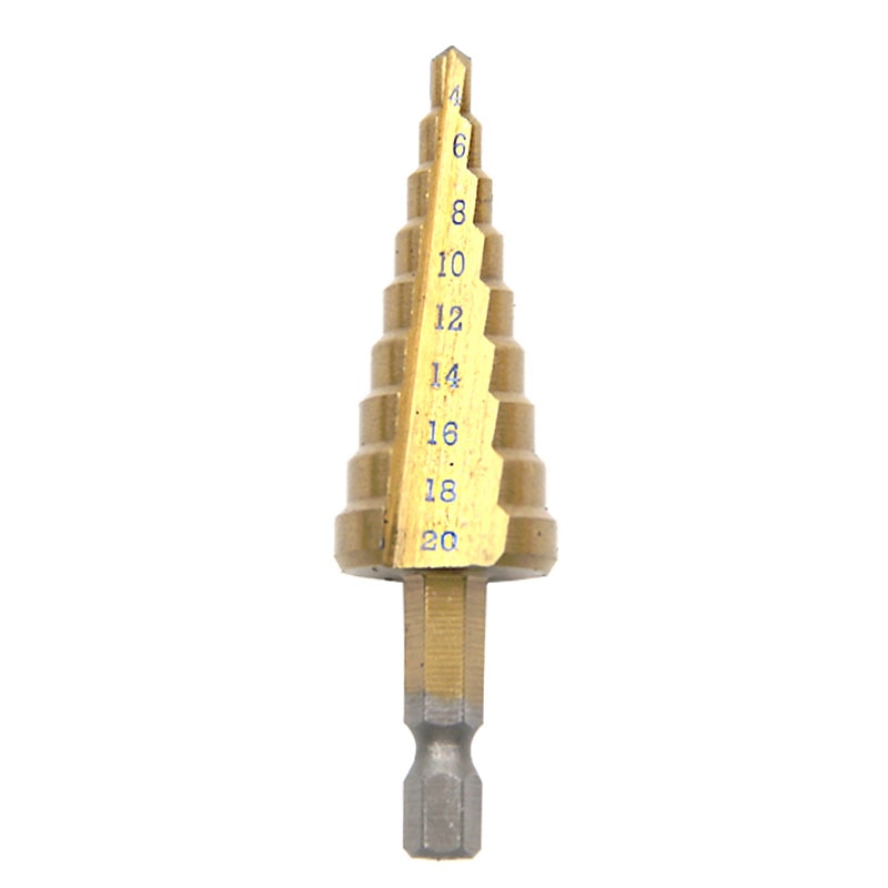 HSS Step Drill Bits 4mm-20mm Straight Flute Power Tools 1/4 Hex Shank Wholesale Price 9 Steps Metal Drilling Titanium2
