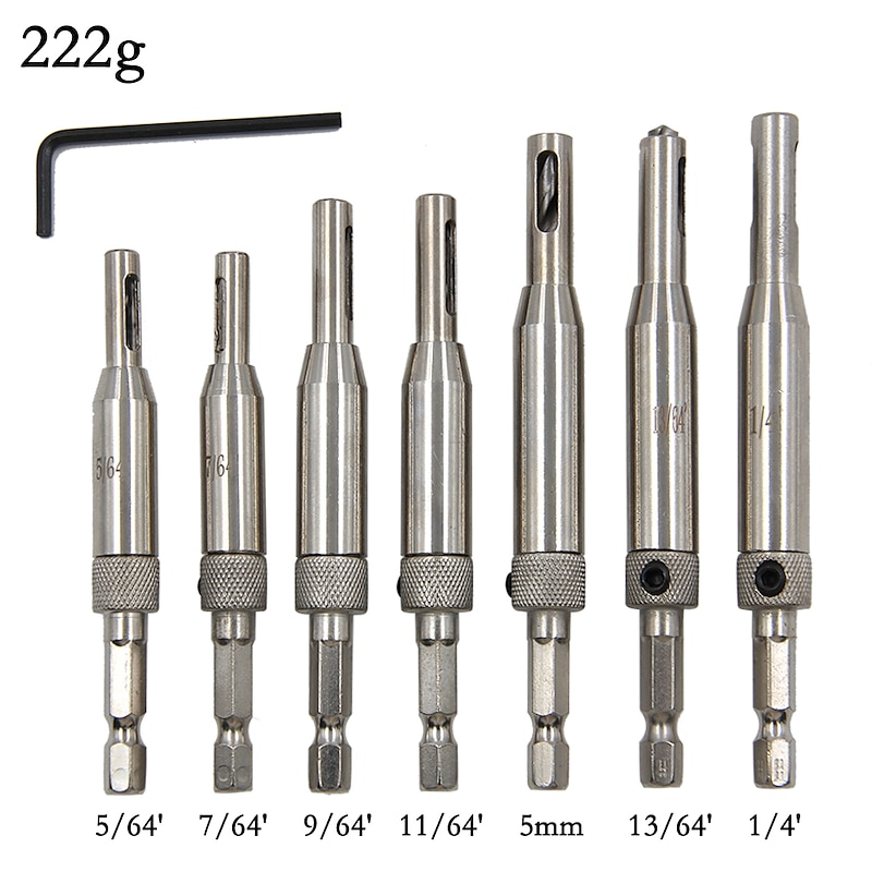 7pcs Door Lock & Hinge Drill Bit Set Self Centering Pilot Hole HSS Hex Shank Wood Tool Hole Saw DIY Wholesale Price2