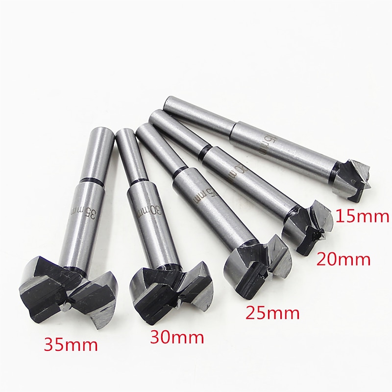Natural Color 5pc 15-20-25-30-35mm Woodworking Flat Wing Drill Wood Drill Bit Self Centering Hole Saw Cutter Tools Set3