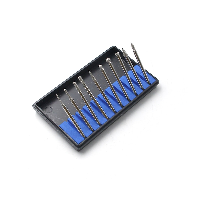 10pc Electric Drill Diamond Grinding Needle Box Nail Grinding Head Brazing Grinding Rod Mini Electric Grinding Carving Accessories4