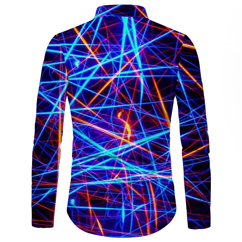 Men's Geometric Pattern Linear Shirt Button Up Shirt Long Sleeve Fashion Designer Casual Outdoor Street Holiday Summer Spring Turndown Print Button-Down Yellow Pink Blue Green Gray2