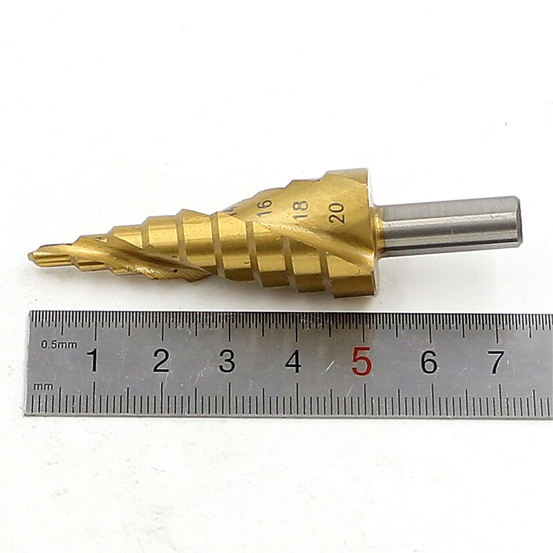 HSS Step Drill Bits 4mm-20mm Spiral groove Power Tools Triangular handle Wholesale Price High Quality metal Drilling Titanium4