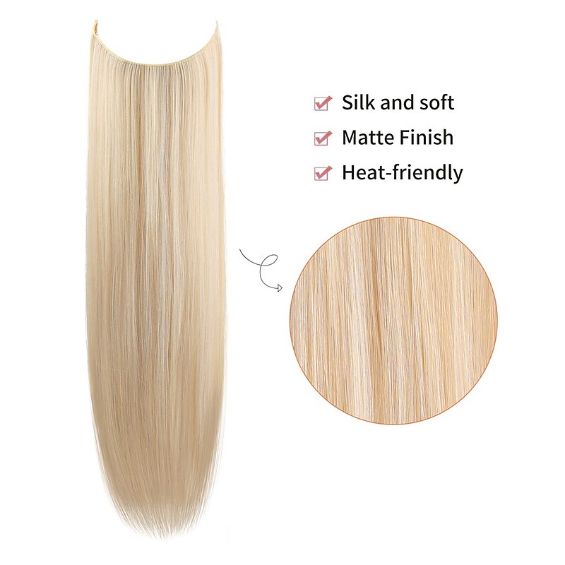 Invisible Wire Hair Extensions with Transparent Headband Adjustable Size Removable Secure Clips in Straight Secret Hairpiece for Women3