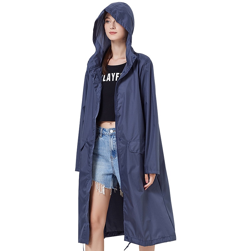 Men's Women's Rain Poncho Waterproof Hiking Jacket Rain Jacket Outdoor Waterproof Quick Dry Lightweight Comfortable Outerwear Windbreaker Raincoat Fishing Climbing Beach Light Khaki Sea Blue Deep3