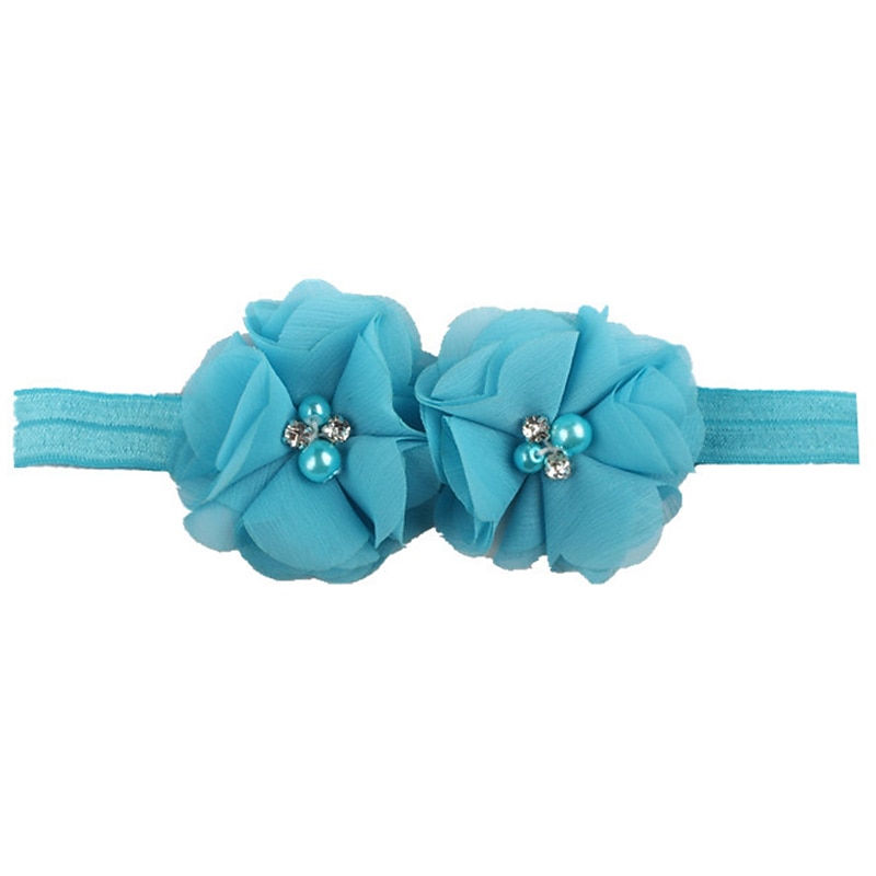 Kids / Toddler Girls' Fashion Baby Headband Two Hand-Stitched Chiffon Rhinestone Floral Headband Children's Flower Headband Hair Accessories2