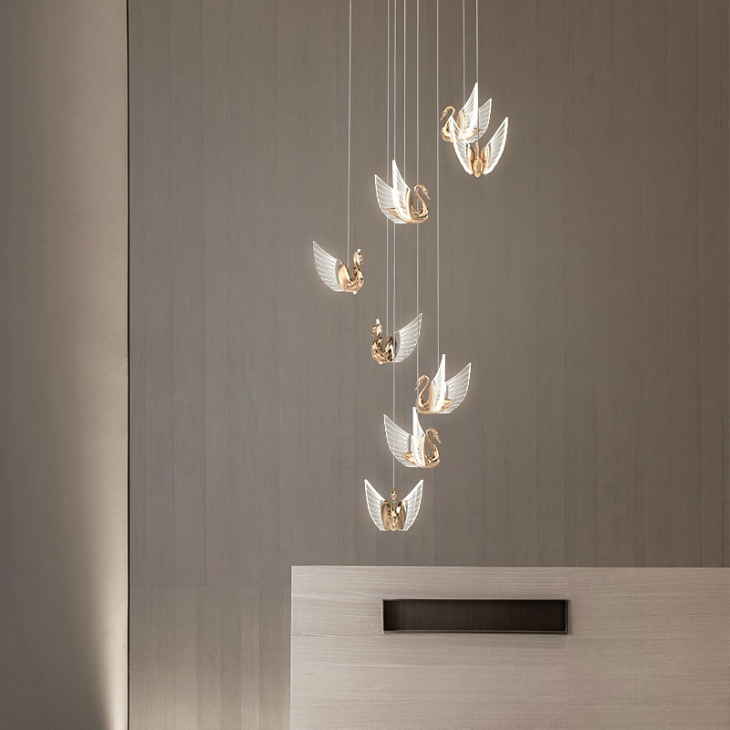 60cm Cluster Design Pendant Light LED Swan Design Metal Artistic Style Electroplated Contemporary Modern 220-240V3