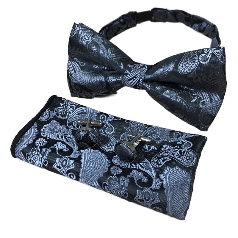 Men's Ties Bow Tie Pocket Square Cufflinks Sets Bow Tie Gift Box Work Wedding Gentleman Jacquard4