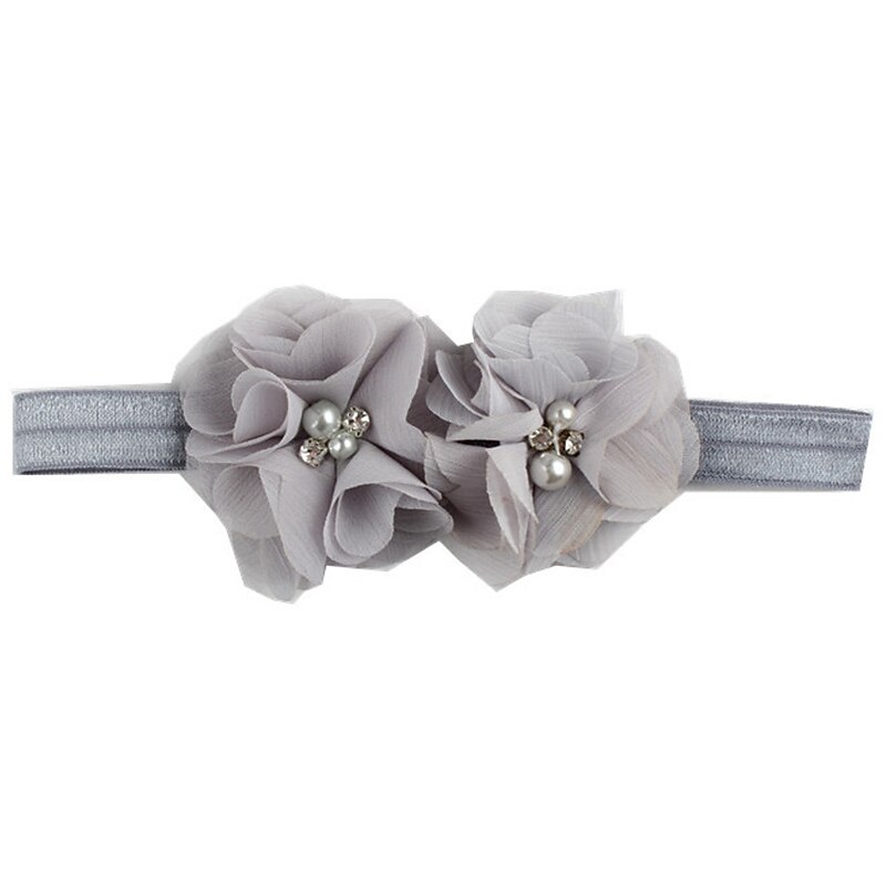 Kids / Toddler Girls' Fashion Baby Headband Two Hand-Stitched Chiffon Rhinestone Floral Headband Children's Flower Headband Hair Accessories3