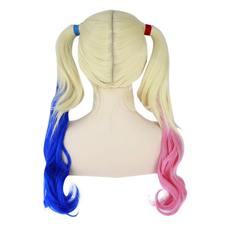 Harley Quinn  Joneting Blue And Pink Heat Resistant Wig Hair Anime Cosplay Wigs Halloween Wigs4