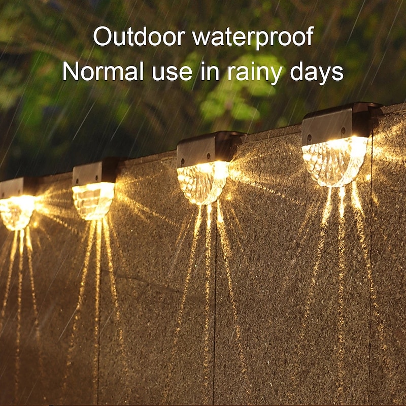 2/4pcs Solar Fence Lights  Outdoor Deck Lights Warm White Waterproof RGB 2 Modes Garden Lights Villa Patio Decoration Landscape Fence Stair Lights4