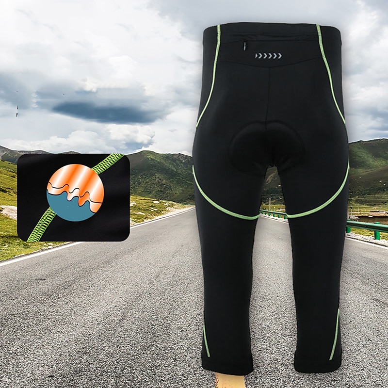 Men's Cycling Road Shorts Cycling 3/4 Tights Stripes Bike 3/4 Tights with 3 Rear Pockets Mountain Bike MTB Road Bike Cycling 3D Pad Cycling Quick Dry Moisture Wicking Sports Green Clothing Apparel3