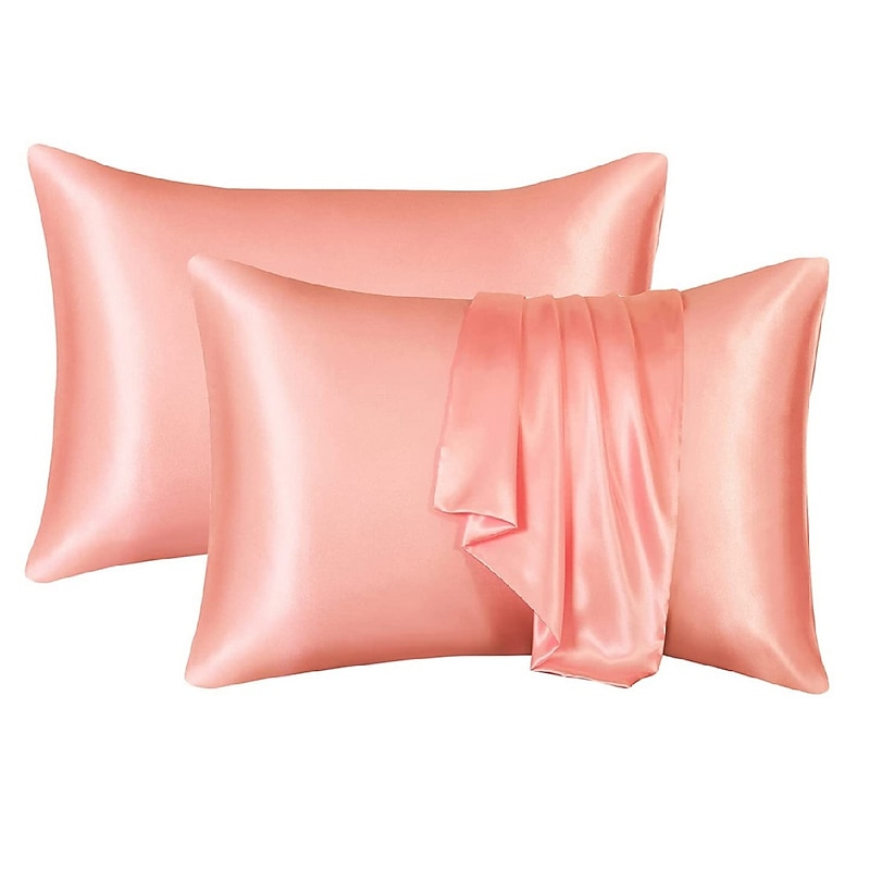 Satin Pillowcase for Hair and Skin 2 Pack Silky Satin Pillow Cases No Zipper Pillow Covers with Envelope Closure Suit 10