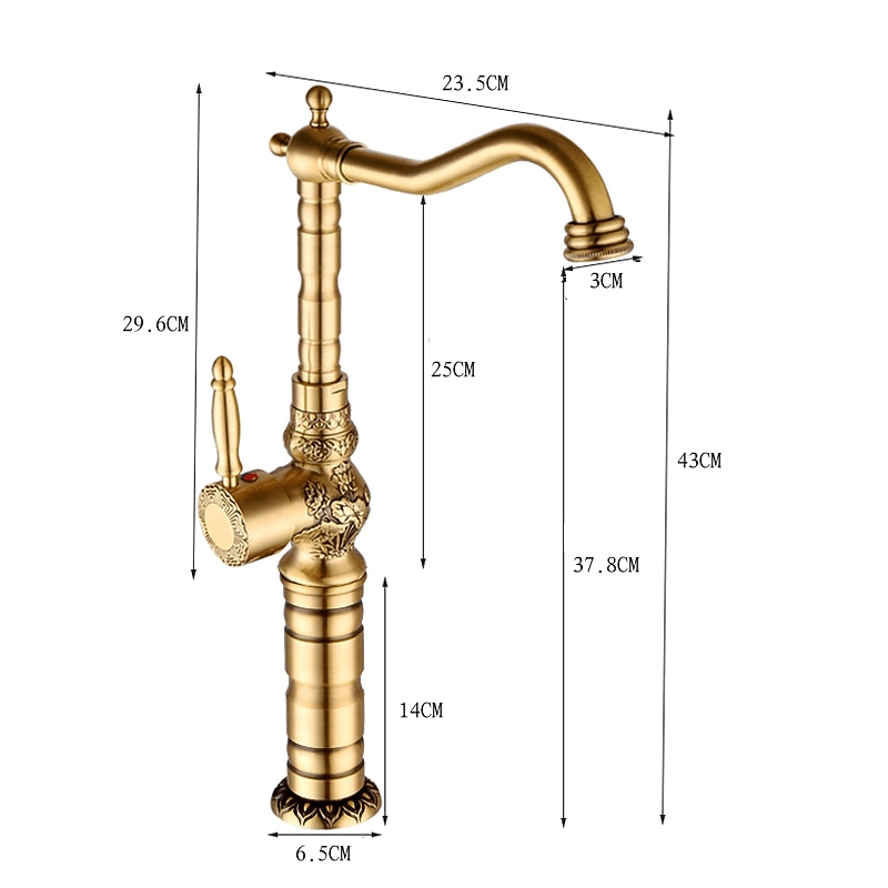 Kitchen faucet - Single Handle One Hole Antique Brass Standard Spout Centerset Retro Vintage Kitchen Taps4