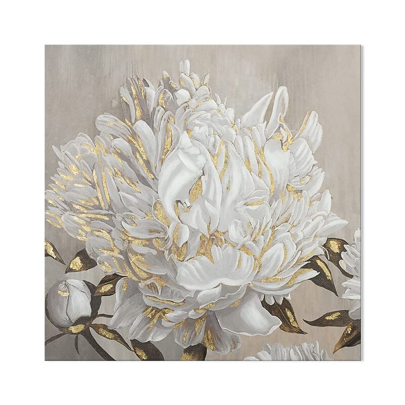 Oil Painting Hand Painted Square Floral / Botanical Modern Rolled Canvas (No Frame)4