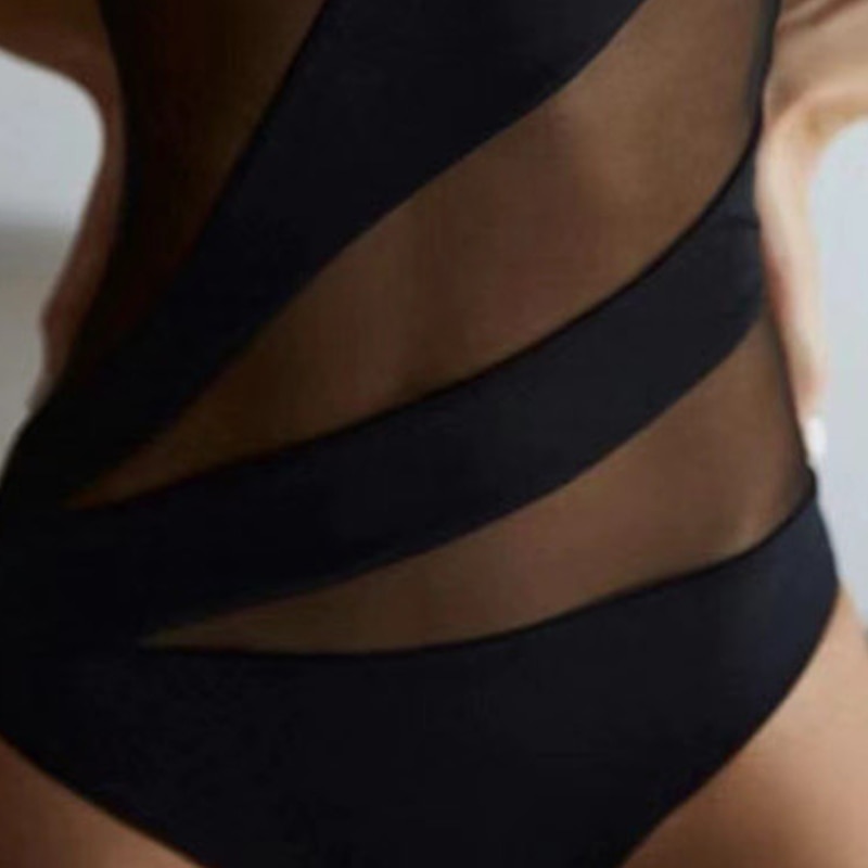 Women's Normal Bodysuit Vacation Solid Color Sleeveless Strap Mesh Tummy Control Party Daily Regular Fit Black Wine Navy Blue Summer3