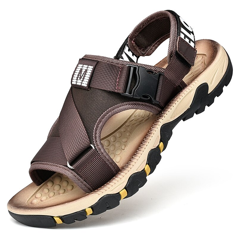 Men's Sandals Leather Sandals Beach Slippers Outdoor Hiking Sandals Sports Sandals Casual Beach Outdoor Daily Canvas Breathable Buckle Black Brown Khaki Summer Spring2