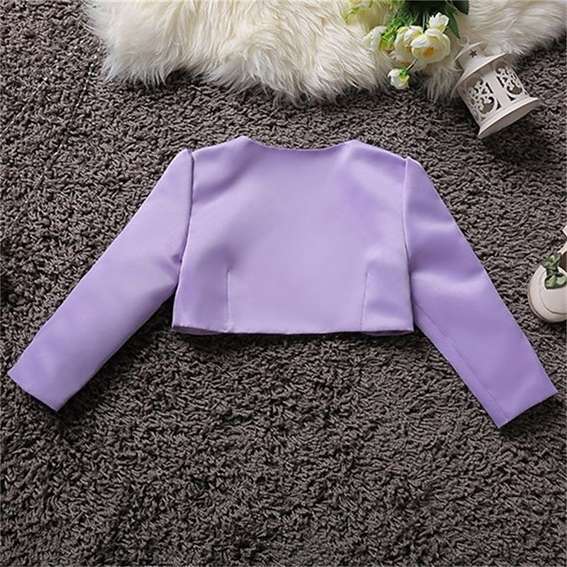 Girls' 3D Plain Coat Cloak Cape Long Sleeve Summer Spring Active Adorable Polyester Kids 2-12 Years Formal Party Slim2
