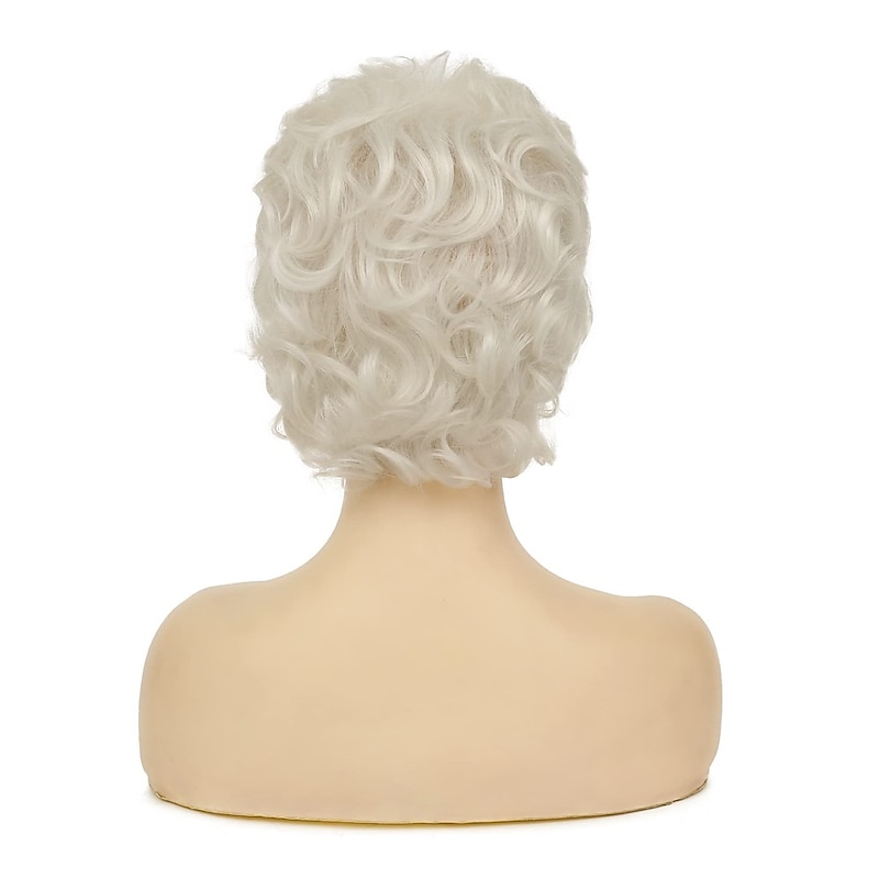 Short Curly Grey Wigs for Women Layered Natural Fluffy Synthetic Hair Wig Heat Resistant Halloween Cosplay4