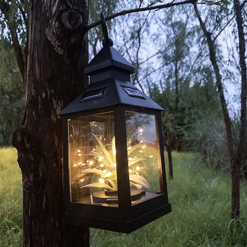Outdoor LED Solar Plant Star Lights Retro Lantern Night Light Waterproof Hanging Solar Lamp for Garden Terrace Wedding Party Holiday Seaside Party Outdoor Courtyard Decoration 1pc2