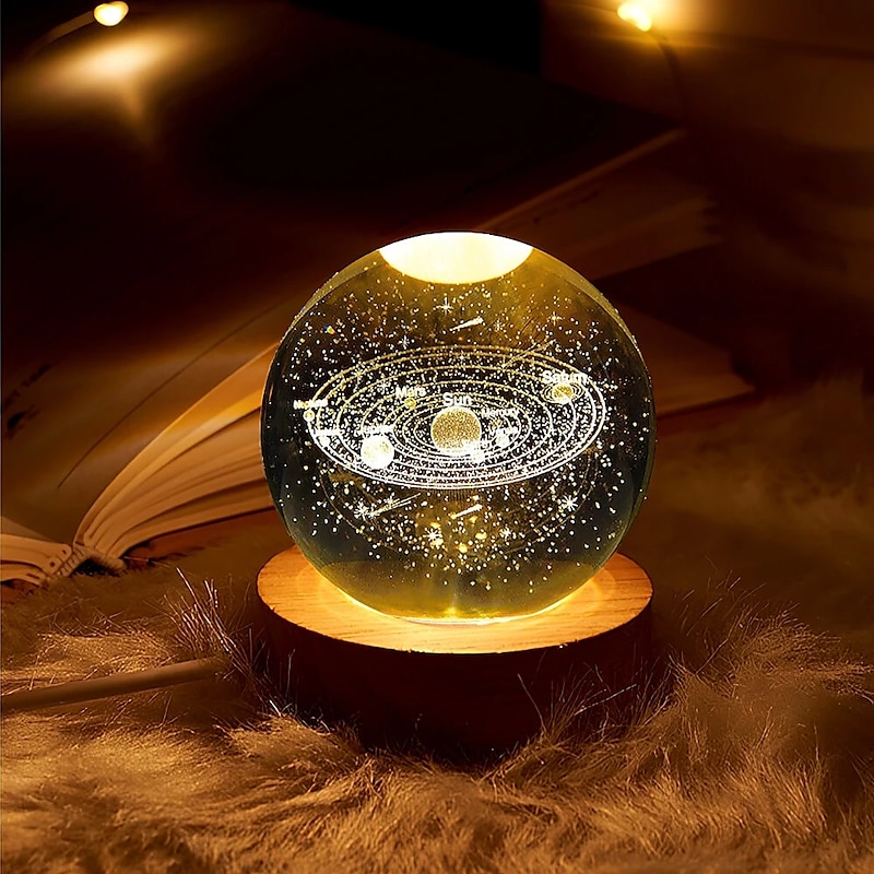 Glowing Planetary Galaxy Crystal Ball Night Lights USB Power Warm White Bedside Light Christmas Kid Gift Night Lamp3