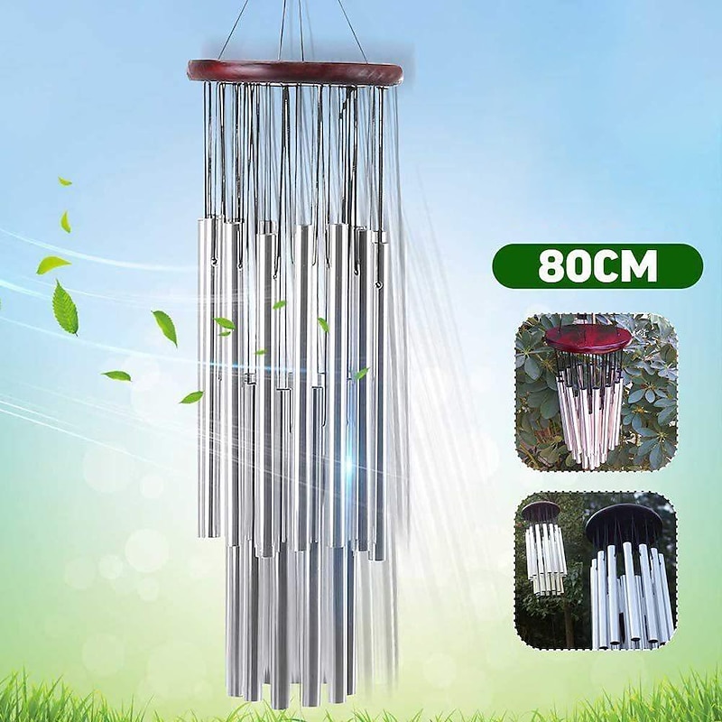 27-Tube Pine Silver Bell Metal Anti-Rust Wind Chimes For Outside Soothing Melodic Tones Outdoor Hanging Decor Art Gift For Patio, Porch, Garden, and Backyard.3