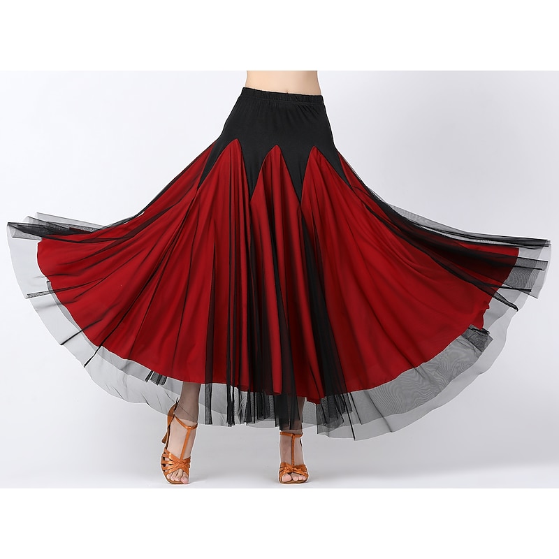 Ballroom Dance Skirts Ruching Splicing Tulle Women's Training Performance High Tulle Polyester2