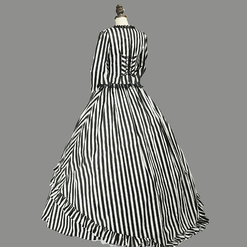 Retro Vintage Rococo 18th Century Dress Prom Dress Stripes Fancy Dress Women's Masquerade Party Casual Daily Carnival of Venice Adults Dress3